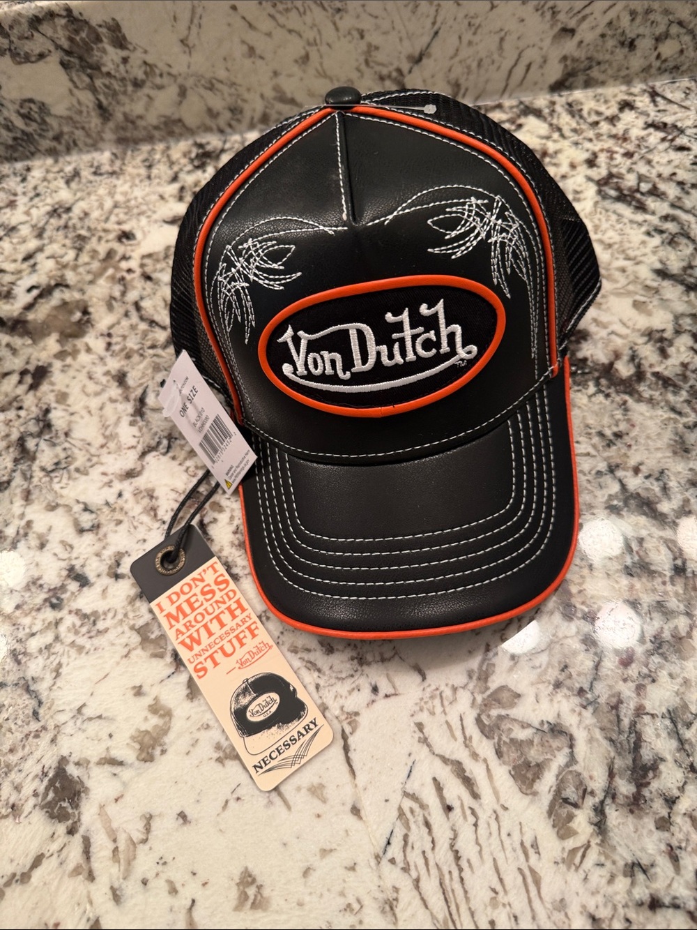 Von Dutch Black & Orange Embroidered Trucker Hat..unisex ..NWT ..o/s